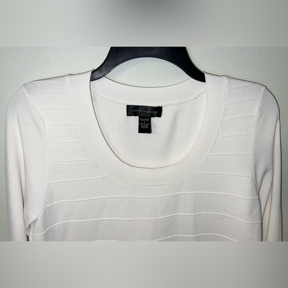 Cable & Gauge Women’s 3/4 Sleeve Round Neckline Comfy Ivory Viscose Top! Size L. - Picture 2 of 12